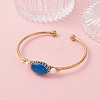 Wire Wrapped Natural Agate Cuff Bangles BJEW-TA00742-03-2