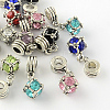 Large Hole Cube Alloy Rhinestone European Dangle Charms MPDL-S086-M-1