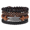 4Pcs Weave Imitation Leather Multi-strand Bracelets for Men WGB022D-19-1