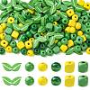 140Pcs 6 Styles Spray Painted Wooden Beads WOOD-FS0002-54-1