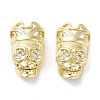 Rack Plating Skull Brass Micro Pave Cubic Zirconia Pendants KK-E102-19G-1