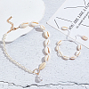 ANATTASOUL Natural Shell Braided Bead Bracelet & Imitation Pearl Pendant Necklace SJEW-AN0001-17-7