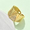 Brass Micro Pave Cubic Zirconia Adjustable Open Cuff Rings RJEW-V009-02G-3