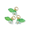 36Pcs Frosted Acrylic Flower & Leaf Charms PALLOY-JF03552-2
