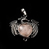 Natural Rose Quartz Heart Pendants KK-K331-01AS-06-3