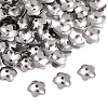 Tarnish Resistant 5-Petal 201 Stainless Steel Flower Bead Caps STAS-N027-02-3