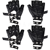 2 Pairs PU Leather Biker Punk Gloves with Belt AJEW-CL0003-02-1