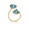 1Pc Raw Natural Gemstone Nuggets Beads Alloy Cuff Rings RJEW-PH0001-15B-1