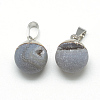 Natural Druzy Grey Agate Pendants X-G-Q494-06P-2