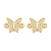 Brass Micro Pave Clear Cubic Zirconia Connector Charms CU-CBA908F-04G-03-1