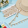 4 Yards Cotton Thread & Linen & Shell Beaded Trim Ribbon OCOR-DR0001-24B-4