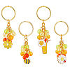 SUPERFINDINGS 1 Set Flower/Bee/Orange Juice Alloy Enamel Pendant Keychain KEYC-FH0001-38A-1