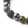 Natural Jade & Lava Rock & Synthetic Hematite Round Beaded Stretch Bracelet BJEW-JB06657-02-4