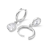 Teardrop Rack Plating Brass Cubic Zirconia Hoop Earrings EJEW-K245-23P-2