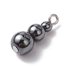 Synthetic Non-magnetic Hematite Round Beaded Pendants PALLOY-JF02867-05-3