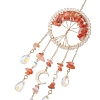 Wire Wrapped Natural Red Agate Chip Tree of Life Window Hanging Prism Ornaments HJEW-TA00283-02-4