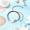 Natural Cowrie Shell Braided Bead Bracelets for Women BJEW-JB11765-04-1