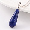 Teardrop Platinum Tone Brass Lapis Lazuli Pendants G-F267-03E-1