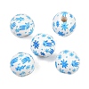 Printed Wood European Beads WOOD-G029-06A-1