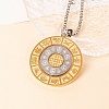 Titanium Steel Flat Round 12 Chinese Zodiac Pendant Box Chain Necklaces for Women Men PW-WG0711E-01-1