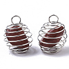 Iron Wrap-around Spiral Bead Cage Pendants IFIN-R239-11P-2