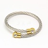 Trendy Women's 304 Stainless Steel Torque Bangles BJEW-N225-90G-1