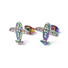 Ion Plating(IP) 304 Stainless Steel Plane Stud Earring Findings EJEW-I285-14MC-1