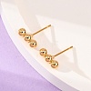 201 Stainless Steel Beaded Horizontal Bar Stud Earrings with 316 Stainless Steel Pin for Women X-STAS-K238-01G-1