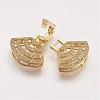 Brass Micro Pave Cubic Zirconia Fold Over Clasps ZIRC-F047-17G-2