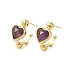 Natural Amethyst Heart Stud Earrings EJEW-K287-01G-08-1