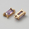 Golden Plated Brass Cubic Zirconia Charms ZIRC-WH0015-01G-06-2