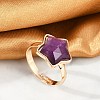 Star Natural Amethyst Adjustable Rings RJEW-H241-01G-03-4