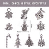 100 Pcs 10 Styles Tibetan Style Alloy Pendants sgTIBE-SZ0001-01AS-2