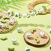 40Pcs 4 Styles Saint Patrick's Day Theme Spray Painted Natural Wood Beads WOOD-FS0001-13-6