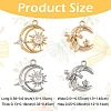 2Pcs 2 Colors Brass Pendants with Clear Glass KK-YW0004-02-3