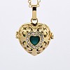 Brass Rhinestone Pregnancy Chime Ball Heart Cage Pendant Necklaces NJEW-F053-10G-11-1