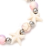 5Pcs Round & Starfish Synthetic Turquoise Beads & Brass Beads Stretch Bracelets Sets BJEW-JB12417-5