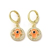 Hamsa Hand Real 18K Gold Plated Brass Dangle Leverback Earrings EJEW-Q797-10G-04-1