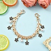Alloy Enamel Flower with ABS Plastic Pearl Round Bead Charm Iron Chain Bag Decorative Chains HJEW-FS00054-04-3