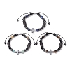 3Ocs Natural Mixed Gemstone Beads Braided Bead  Bracelets BJEW-JB13195-2