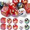 12Pcs 6 Styles Christmas Theme UV Plating Acrylic Round/Cube Beads OACR-YW0003-46-1