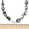 Natural Baroque Keshi Pearl & Nuggets Paua Shell Beaded Necklaces for Women NJEW-JN06006-4