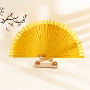 Spanish Solid Color Bamboo with Paper Folding Fan PW-WGF3F0E-03-1