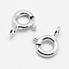 Rhodium Plated 925 Sterling Silver Spring Ring Clasps STER-K167-076B-P-2