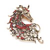 Horse Head Alloy Rhinestone Brooch JEWB-K039-07KCG-1