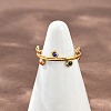 304 Stainless Steel Rhinetsone Open Cuff Rings for Women RJEW-K301-07G-4