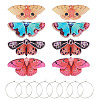 4 Pairs 4 Colors Butterfly Alloy & Acrylic Hoop Earrings EJEW-TA0001-88A-2