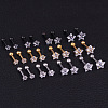 316L Surgical Stainless Steel Clear Cubic Zirconia Star Cartilage Earrings WGC4894-12-3