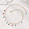 304 Stainless Steel Enamel Colorful Teardrop Tassel Bib Necklaces for Women NJEW-JN05769-1