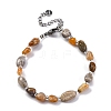 Natural Fossil Coral Beaded Bracelets for Women G-P563-07P-02-4